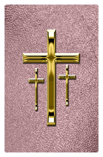DF35T 517 GD SH OR Gold 3 Crosses Shimmer Orchid Background